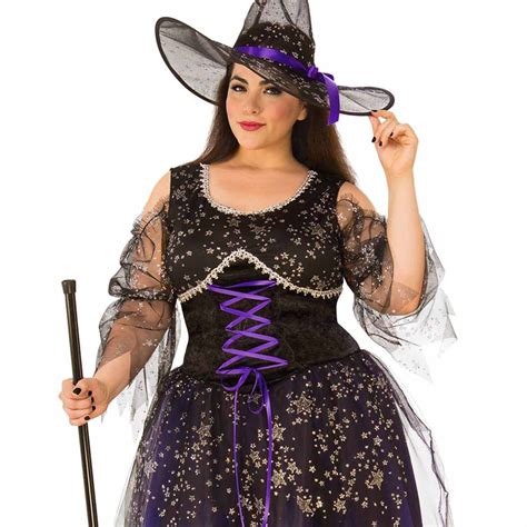 Midnight Witch Costume Women Halloween Black Purple Silver Dress Hat Plus Size 883028301836 Ebay