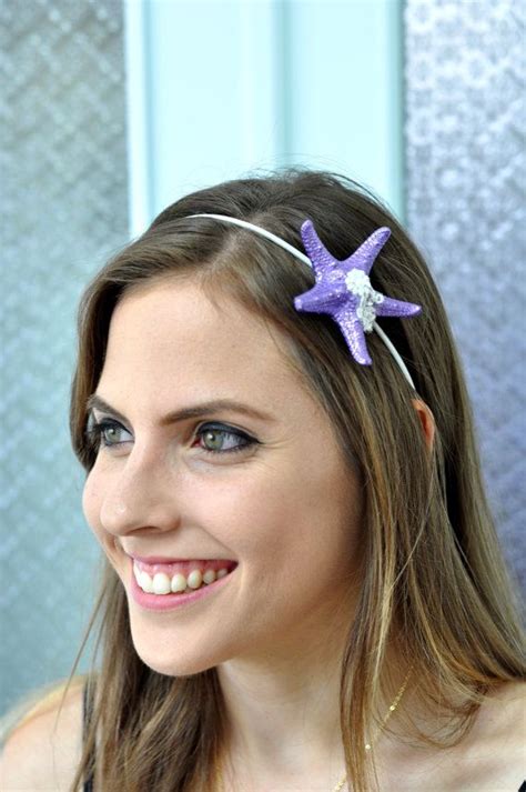 Mermaid Hair Clip Starfish Headpiece Purple Starfish Hair Etsy