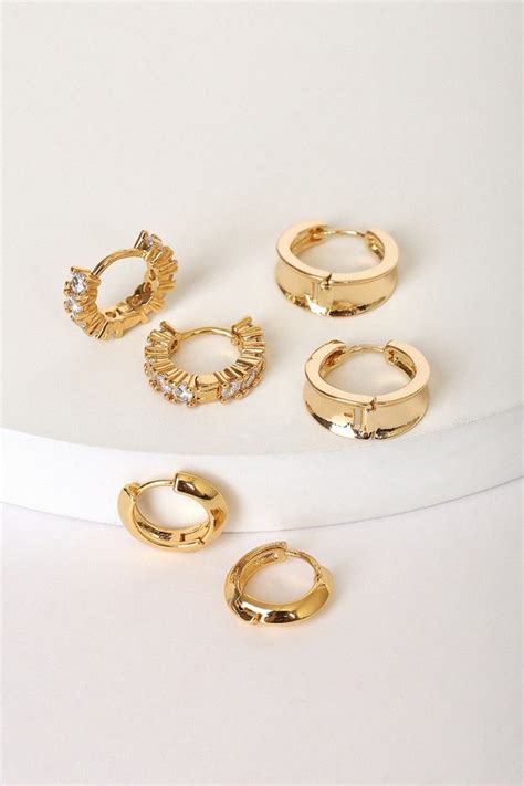 Kt Gold Earrings Gold Earring Set Mini Hoop Earrings Lulus