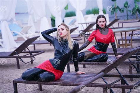 Dominant Woman With Her Slavegirl Outdoor Shows Exhibitionism Stock Image Image Of Erotic