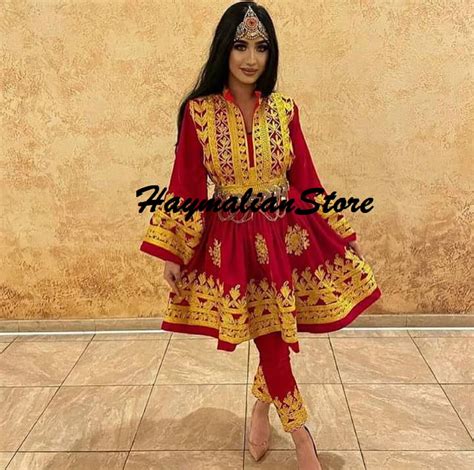 Afghan Kuchi Tribe Multi Color Red Dress With Charma Dazy Work Etsy