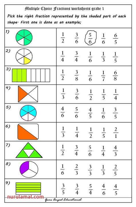 Grade 1 Worksheets | Math fractions worksheets, Fractions worksheets