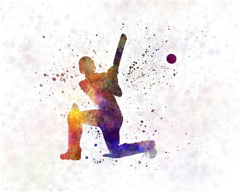 Cricket Player Batsman Silhouette 08 Painting By Pablo Romero Pixels