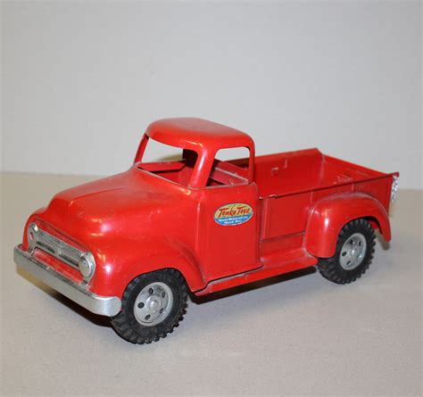 Bargain Johns Antiques Tonka Toy Red Metal Step Side Truck 1950s