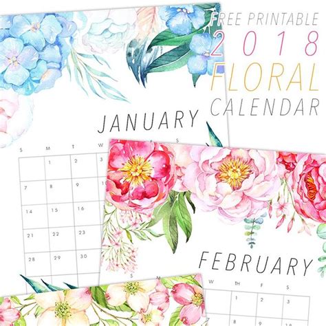 Free Printable 2018 Floral Calendar The Cottage Market Free