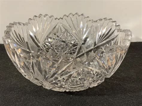 Vintage Antique Signed Libbey Abpcg American Brilliant Period Cut Glass Bowl 165 00 Picclick