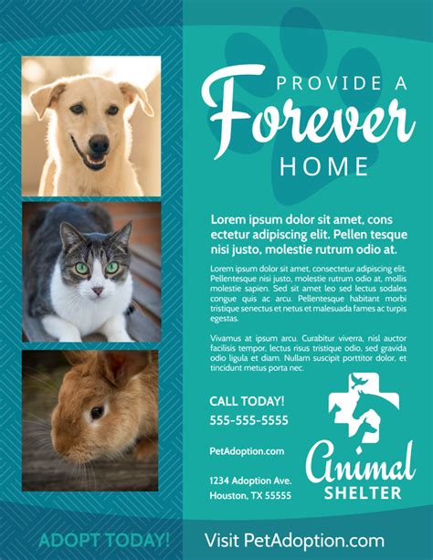 Pet pal animal shelter 405 22nd street south st. Animal Shelter & Pet Adoption Flyer Template
