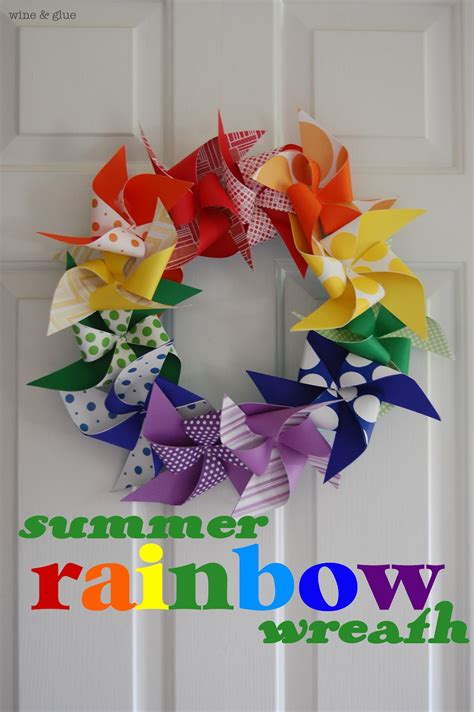 Summer Rainbow Wreath Wine And Glue