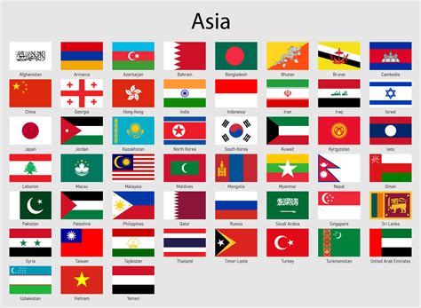 Set Of Flags Asian Countries All Asia Flag 21852263 Vector Art At Vecteezy