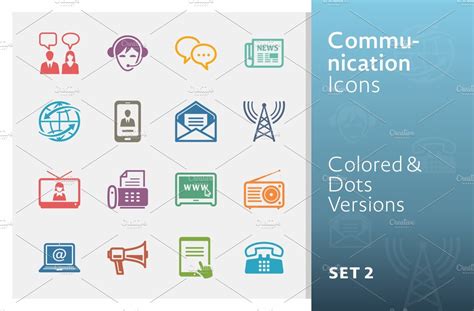 Communication Icons Set 2 Colored Icons ~ Creative Market