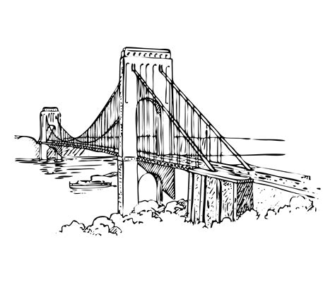 Suspension Bridge Illustration Free Stock Photo Public Domain Pictures
