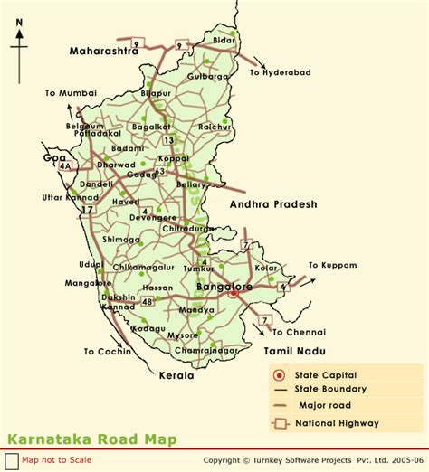 Karnataka political powerpoint maps highlighting the state outline. Karnataka Road Map