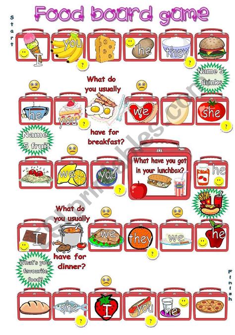 Food Board Game Esl Worksheet By Diana561