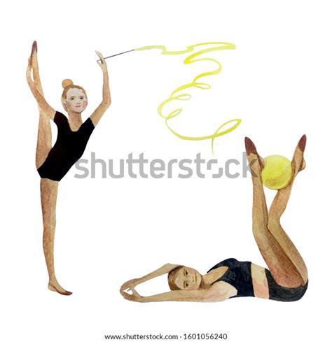 Girls Gymnasts Circus Acrobats Set Watercolor Stock Illustration Shutterstock