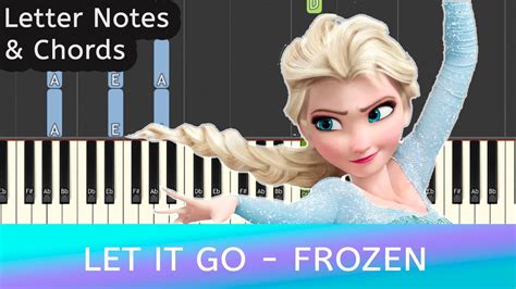 Let It Go Frozen Piano Tutorial With Letter Notes And Chords Youtube