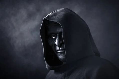Scary Figure Mask Hooded Cloak Dark Stock Photo By ©sqback 392984662