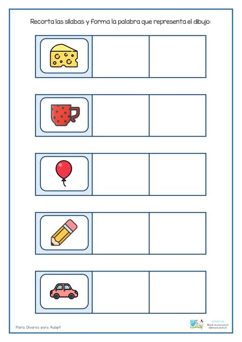Actividad Manipulativa Palabras Bisílabas Aula Pt