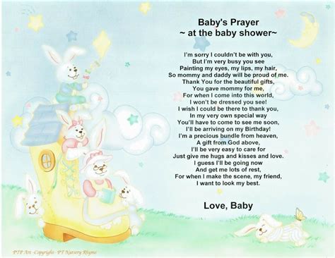 Prayers for baby, wishes for baby, baby shower game, baby shower memory card, rustic shower games, baby shower activity, instant download babyxlibrary 5 out of 5 stars (1,741) BABY SHOWER Poem Personalized Name Print Prayer ~ | eBay