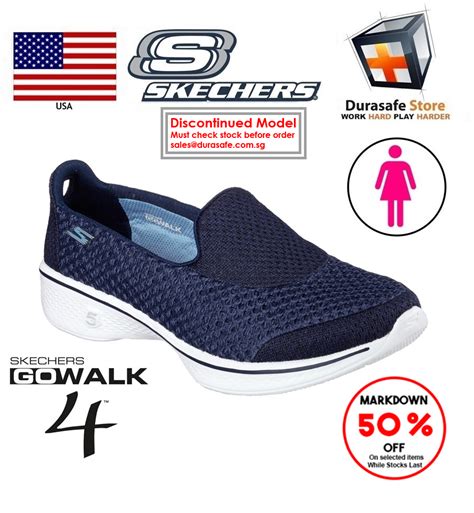 Skechers 14145 Womens Go Walk 4 Kindle Shoes Navywhite Size 5 10