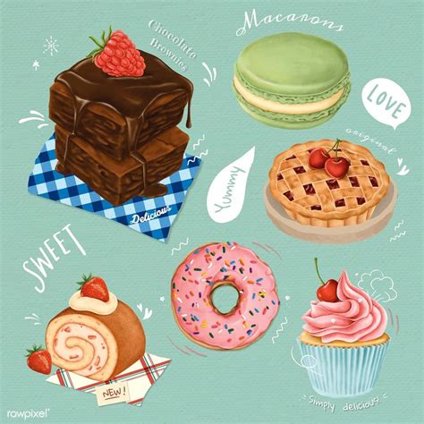 Hand Drawn Dessert Collection Vector Free Image By Rawpixel Com