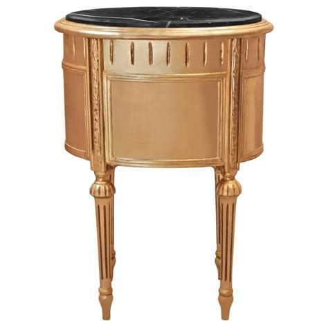 The nightstand features one roomy drawer and a sturdy metal base for the modern and airy design. Nightstand (Bedside) drum oval gold wood with 3 drawers ...