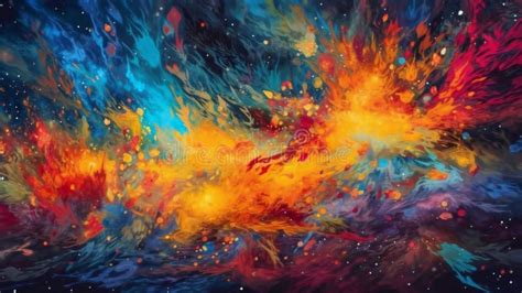 Fire Oil Painting Illustration Flames Abstract Colors Stock