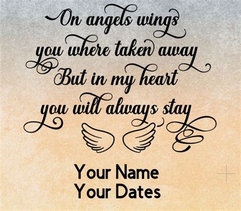 Memorial On Angels Wings You Were Taken Away But In My Heart Etsy