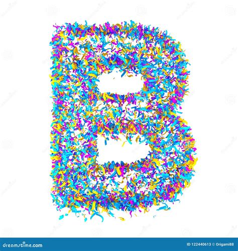 Festive Alphabet From Colorful Confetti Isolated On White Background