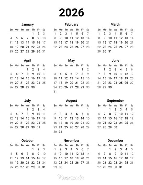 Free Yearly Calendar Printables For 2024 2025 2026 And Beyond