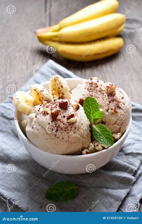 Banana Ice Cream In Bowl Stock Image Image Of Plantains 67420159
