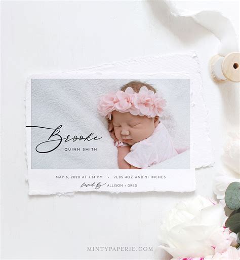 Photo Birth Announcement Baby Announcement Card Newborn Modern 100