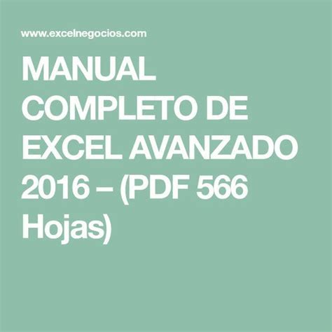 MANUAL COMPLETO DE EXCEL AVANZADO 2016 PDF 566 Hojas Vba Excel Excel Macros Y Words Easy