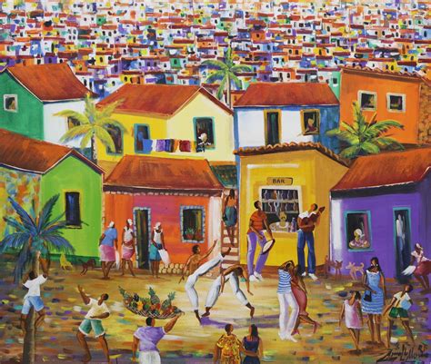 Cultural Cityscape Painting By A Brazilian Artist Festive Community