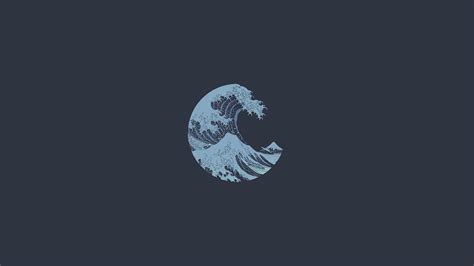 The Great Wave Off Kanagawa Minimalism Waves Simple Background Nord