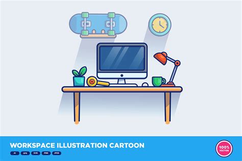 Workspace Illustration Cartoon People Illustrations ~ Creative Market