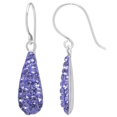 Marisol And Poppy Drop Pave Crystal Earrings In Sterling Silver For Women