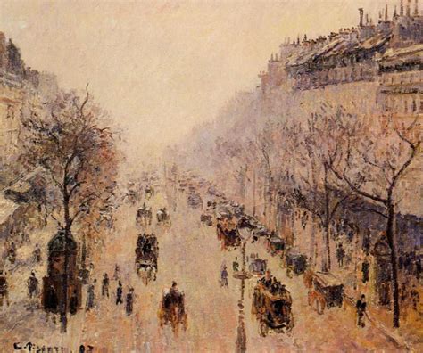 Boulevard Montmartre Morning Sunlight And Mist 1897 Camille