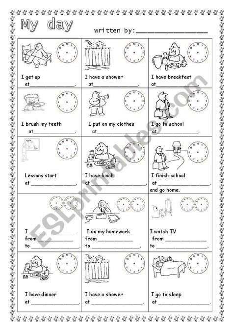 Daily Routine Guided Writing Worksheet Writing Worksheets Vocabulary