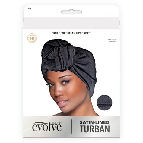 Evolve Satin Lined Turban Black 1 Count