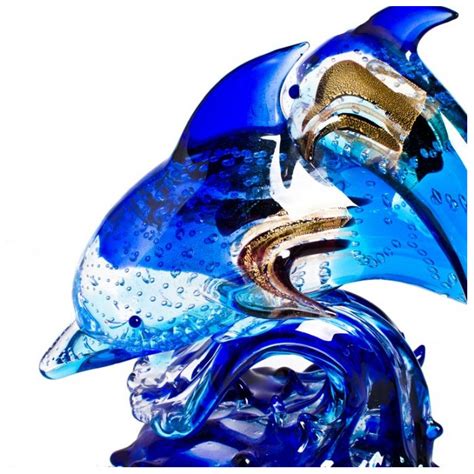 Murano Glass Gold Leaf Dolphin Sculpture