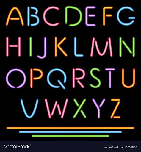 Realistic Neon Tube Letters Alphabet Abc Font Vector Image