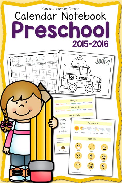 Calendar preschool and kindergarten activities and printables. Free printable 2015-2016 Preschool Calendar Learning ...