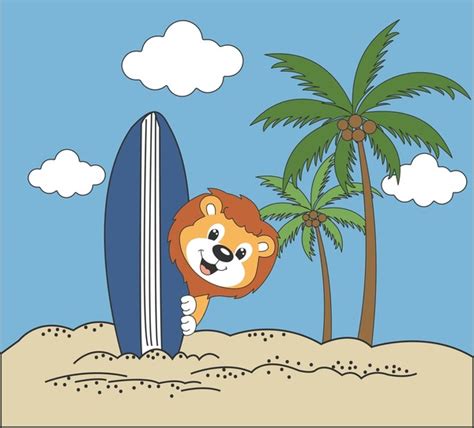35 Cool Surfing Lion Vector Royalty Free Images Stock Photos