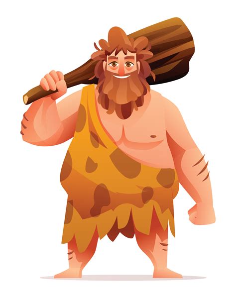 Primitive Man Character Prehistoric Stone Age Caveman Cartoon