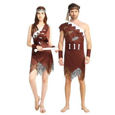 Jungle Caveman Carnival Stone Age Stage Costume Female Party Role Play For Women Men Decor