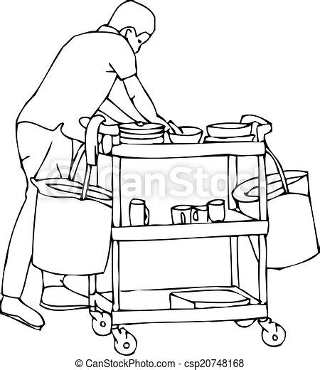 Clip Art Vector Of Male Cleaning Tables Vector Isolated Vector Of A
