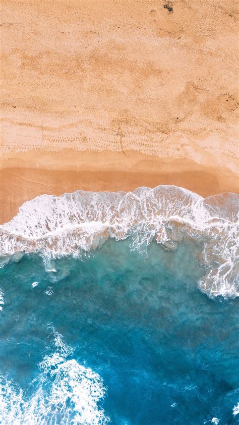 Downaload Blue Sea Waves Beach Aerial View Wallpaper For Screen