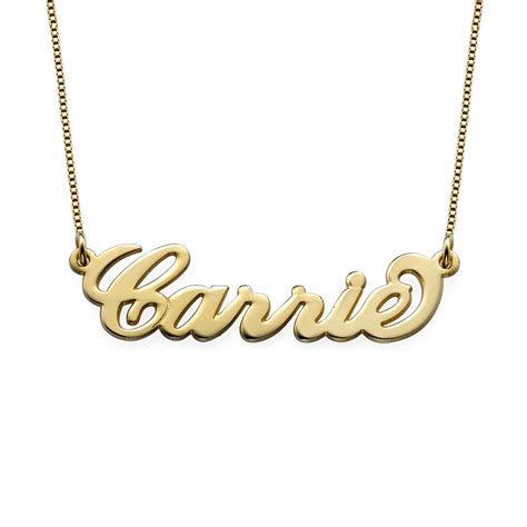 carrie style cursive name necklace 18k gold plated name necklace nameplate necklace
