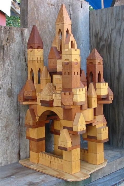 Castle Building Blocks Handmade Hardwood133pc Unifinished Etsy