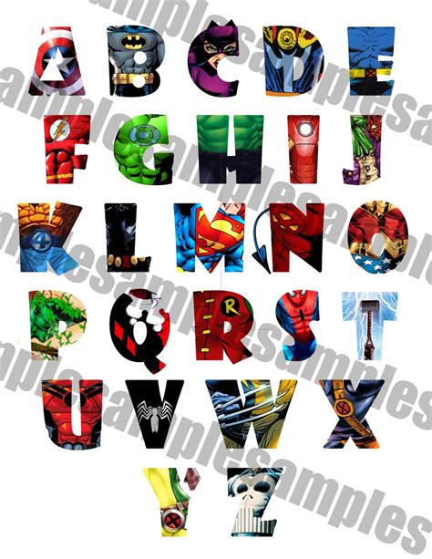 Superhero Alphabet Clipart Printable Font Alphabet Letters